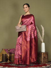 Majestic Red & Teal Silk Saree with Rich Woven Pallu – A Regal Touch for Special Moments