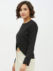 Women's Red top with diagonal button top