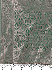 Stunning Beige & Red Linen Saree with Floral Print and Rich Zari Pallu – Festive & Traditional Wear