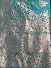 Emerald Banarasi Silk Saree with Zari Floral Work - Elegance Woven in Every Thread