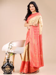 Graceful Cream and Green Silk Saree – Traditional Elegance with Royal Charm