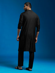 Men's Black Viscose Kurta And Pyjama Set