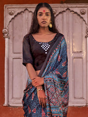 Women's Viscose Silk Printed Designer Saree With Blouse Piece