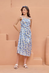 Cloud White Draped Midi Dress