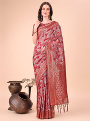 Elegant Cotton Silk Saree with Floral Design & Rich Pallu - Festive & Wedding Wear