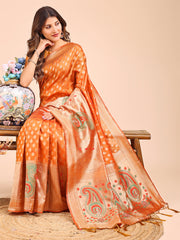 Grace in Every Thread – Sea Green & Beige Linen Cotton Saree with Royal Paisley Charm