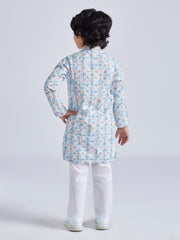 Boys' Aqua Kurta And Pyjama Set