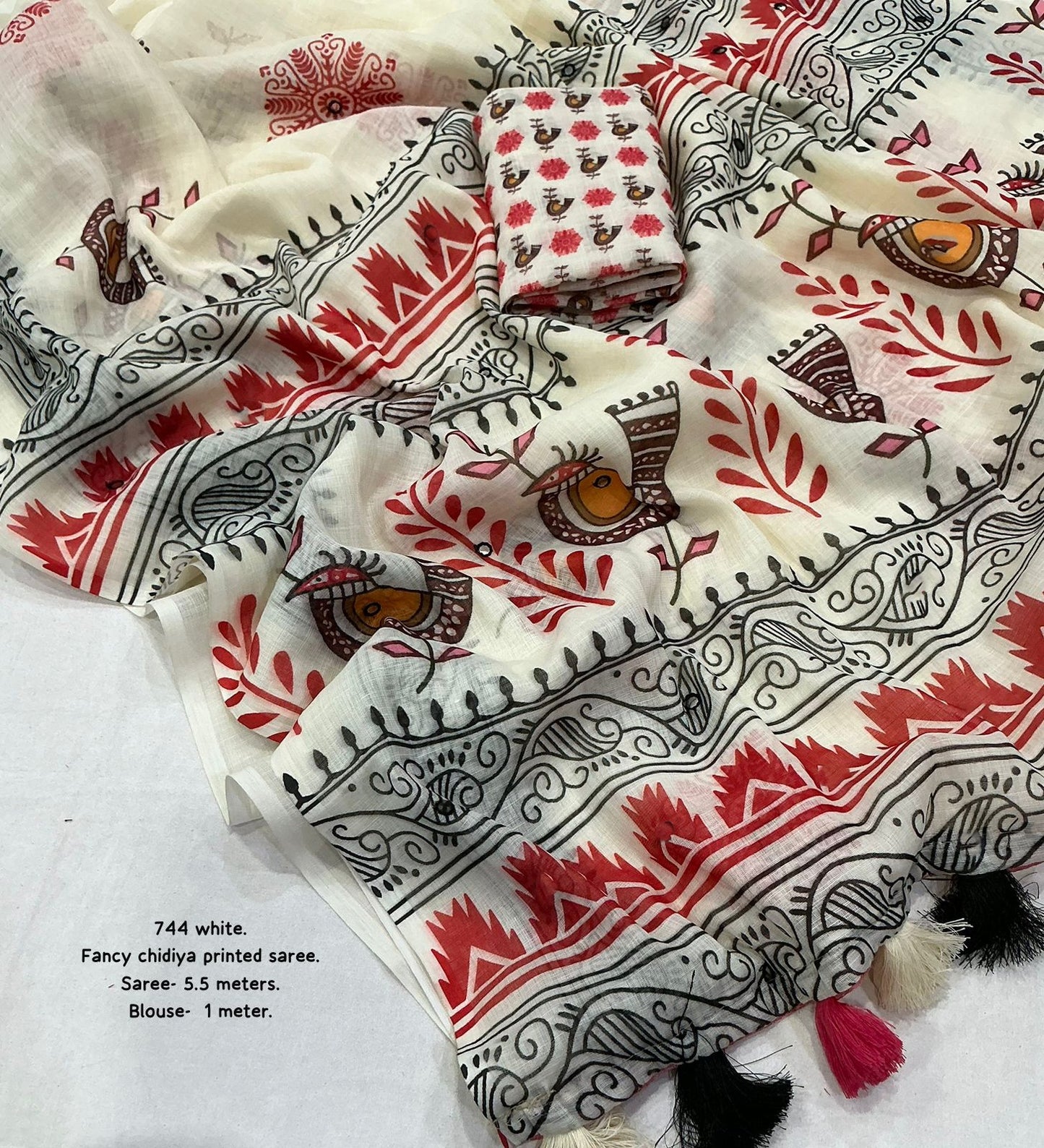 Soft linen saree with shaded style prints.