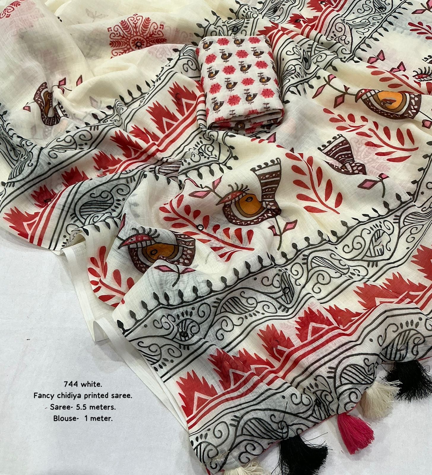 Soft linen saree with shaded style prints.
