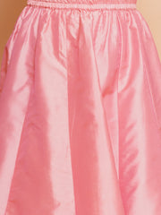 Girls Peach Floral Printed Shrug & Blouse With Ready to Wear Lehenga.