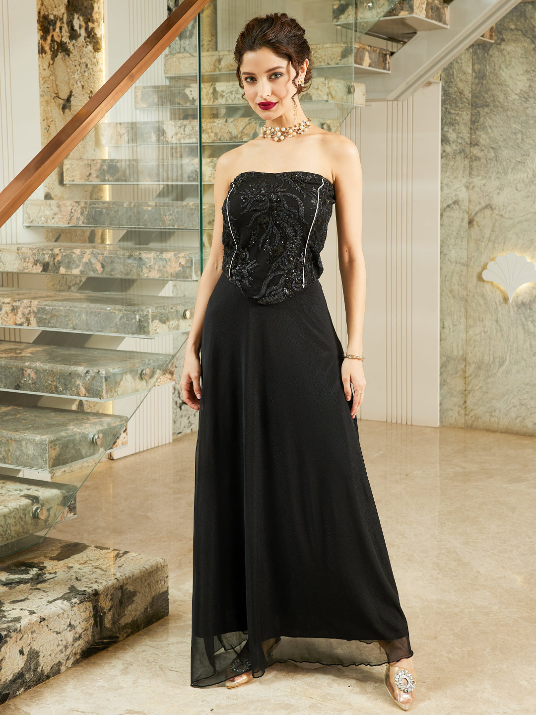 Women Embellished Corset Top & Skirt Co-Ord Set