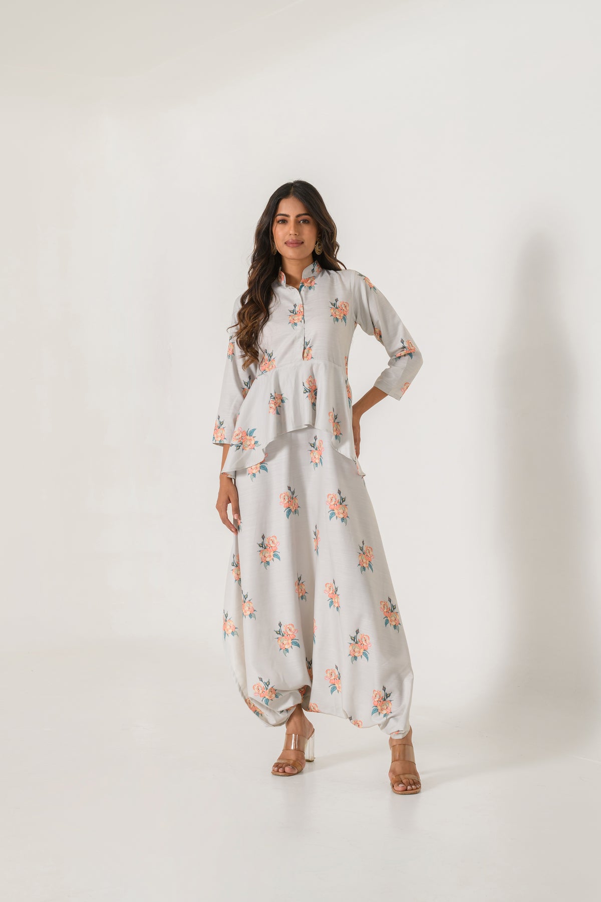 Pista Green Peplum Dhoti Jumpsuit