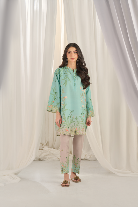 Firouzeh Mint Muslin Coord Set  Ocean Blue 3 piece set