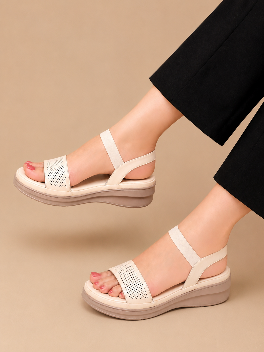 Casual Fashion Backstrap Wedge Sandals 1 inch Heels