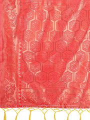 Light Pink Woven Zari Traditional Linen Cotton Saree with Rich Pallu & Unstitched Blouse – Festive & Wedding Wear Saree