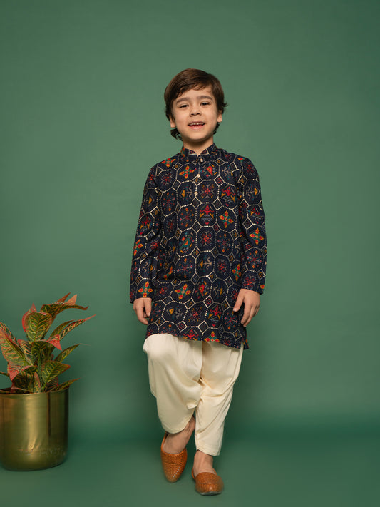 Boys' Blue Kurta and Patiala Set