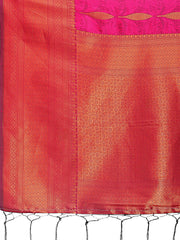 Teal Blue Linen Cotton Saree with Golden Zari Leaf Woven Design & Rich Pallu – Festive Wear | Office Look | Soft Drape