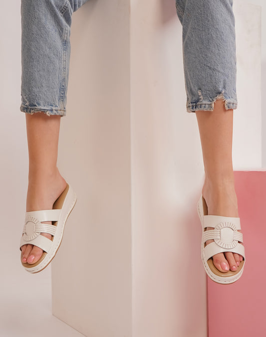 Fashion Open Back Sandal 1.5 inches Wedge Heels