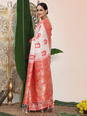 Premium Woven Linen Cotton Saree with Traditional Zari Border – Elegant Festive Look Perfect for Durga Puja, Navratri & Bengali Celebrations