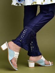 Shoetopia Classic Heeled Blue Kolhapuri For Women & Girls