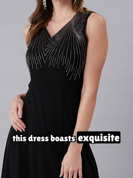 Women Black Embellished Maxi Dress
