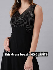 Women Black Embellished Maxi Dress