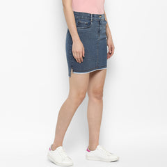 Women's Hi Lo Frayed Hemline Skirt