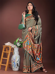 Vibrant Copper & Blue Banarasi Silk Saree with Colorful Pallu – Perfect Blend of Tradition and Festive Elegance