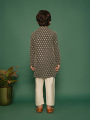 Boys' Black Kurta And Pyjama Set