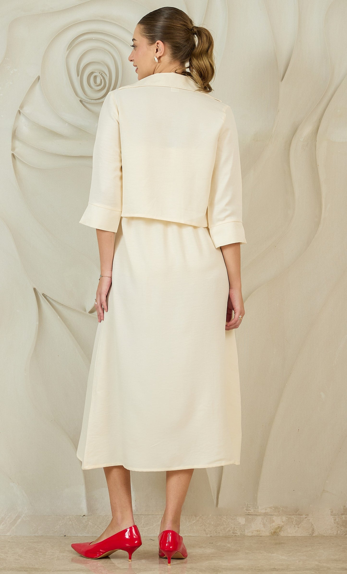 Women A-Line Midi Dress With Shrug