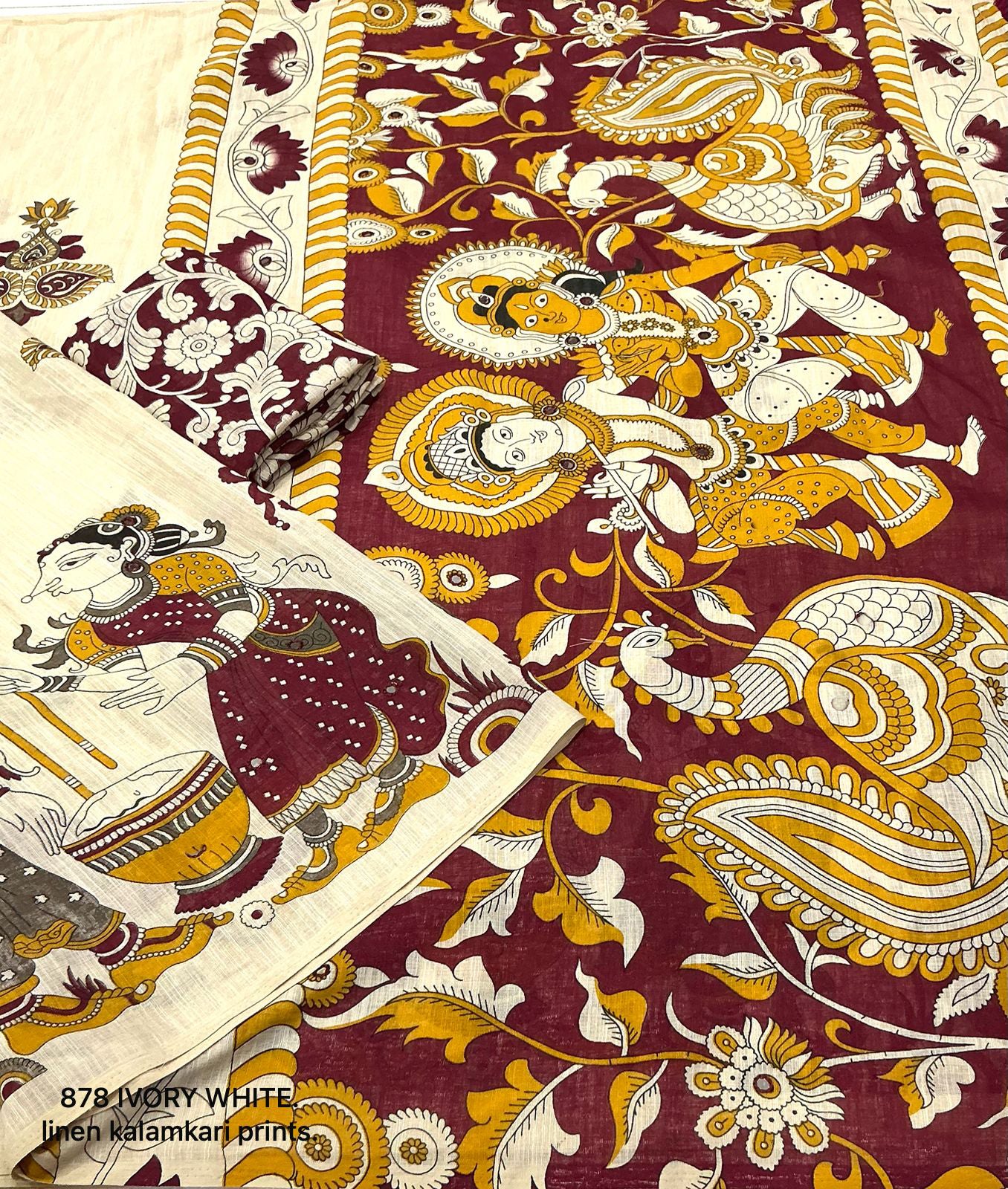 Soft linen saree with shaded style prints.