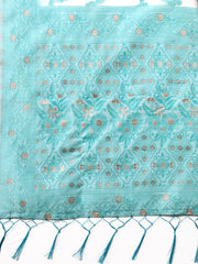 Banarasi Cotton Saree with Floral Zari Work and Traditional Pallu - Elegant Ethnic Wear for Festivals & Ceremonies