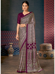Women's Crepe DigitalPrint DesignerSaree With Blouse Piece