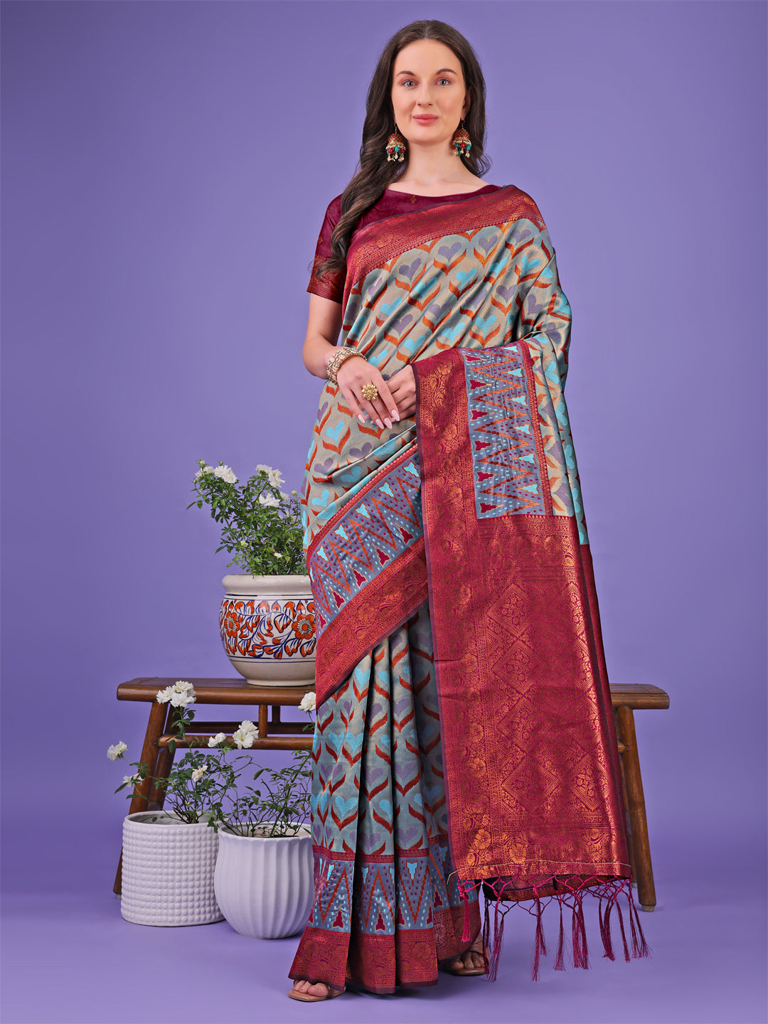 ASTITA - Radiant Lichi Silk Saree - A Touch of Royalty in Every Thread