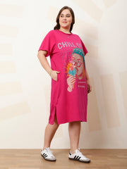 Cotton Printed T-shirt Midi Dress