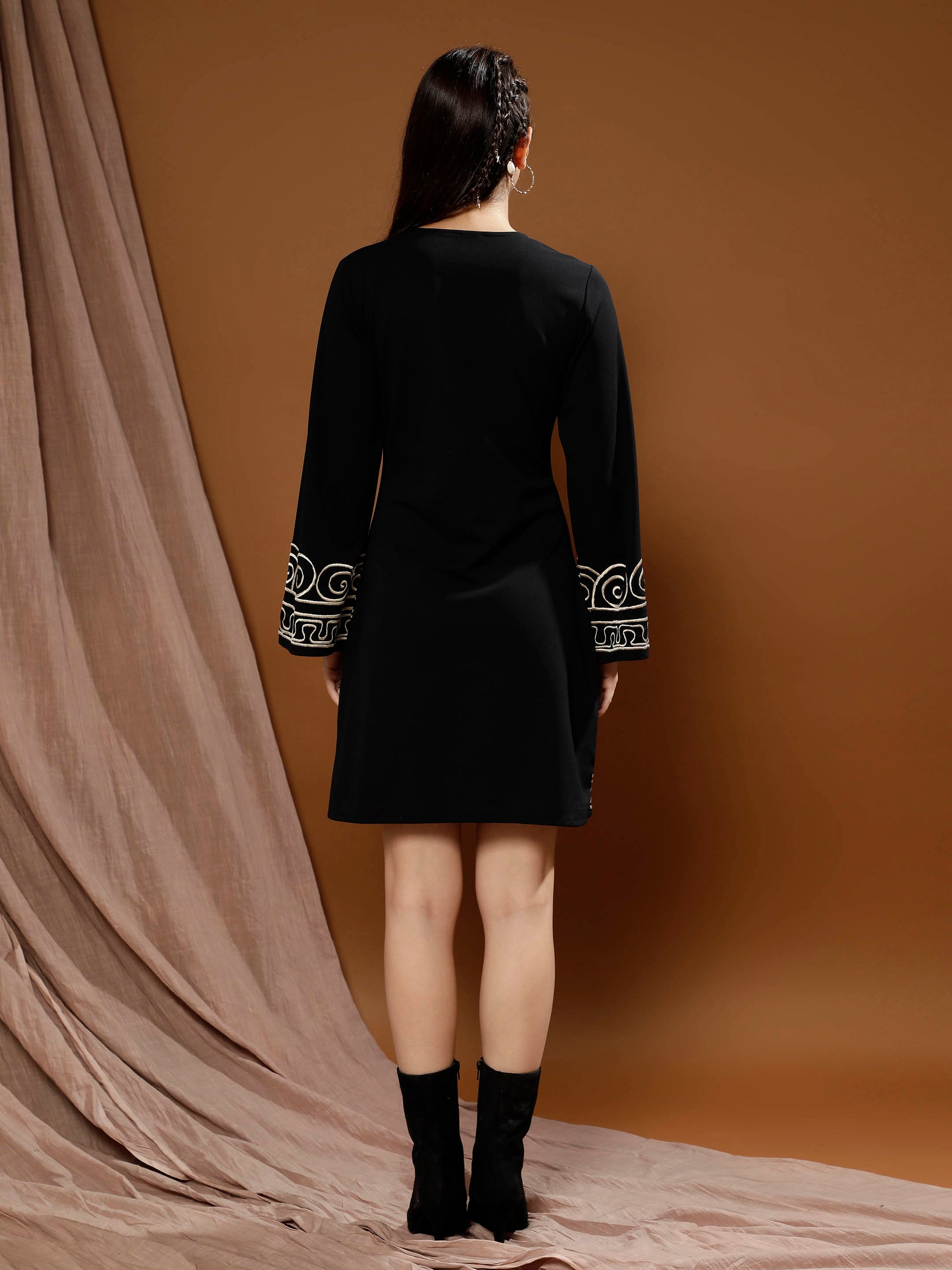 Women Embroidered Bohemian A-Line Above Knee Dress