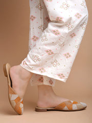 Ethnic Orange Flat Mules For Women & Girls