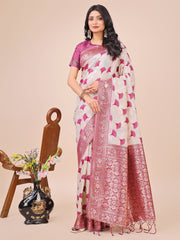 Elegant Linen Cotton Saree with Zari Woven Border and Pallu - Soft Lightweight Saree for Daily, Festive & Office Wear