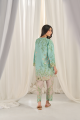 Firouzeh Mint Muslin Coord Set  Ocean Blue 3 piece set
