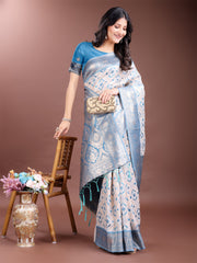 Graceful Cream & Pink Linen Cotton Saree with Rich Zari Pallu – A Touch of Royal Comfort