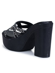 Fashion Open Back Sandal 4 inches Block Heels