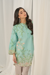 Firouzeh Mint Muslin Coord Set  Ocean Blue 3 piece set