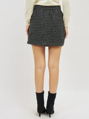 Checked Mini Pencil Tweed Skirt