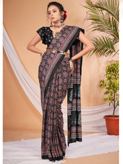 Women's Dola Silk DigitalPrint DesignerSaree With Blouse Piece