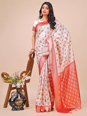 Banarasi Silk Saree with Floral Zari Weaving - Festive Traditional Elegance for Weddings & Celebrations