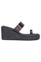 Casual Fashion Sandals 3 Inches Wedge Open Back Round Toe Heels