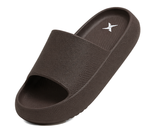 CloudFoam Pillow Slippers for Men Non Slip Quick Drying Shower Slides Bathroom Sandals  HA8201 Brown