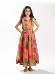 Yellow & pink Floral printed Dress