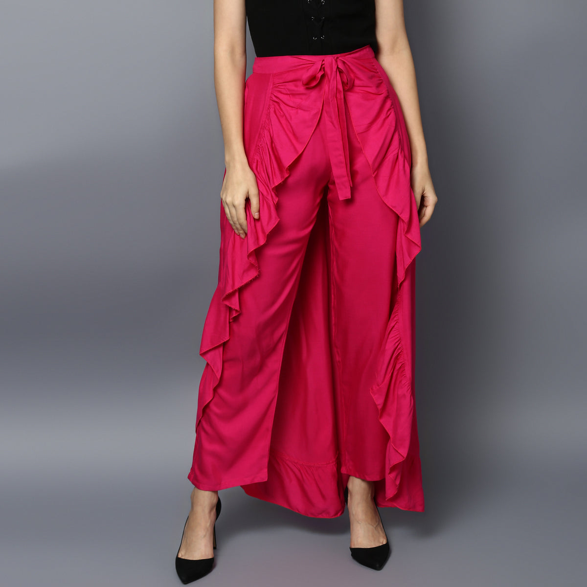 Women's Rayon Fuchsia Skirt Pants