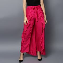 Women's Rayon Fuchsia Skirt Pants
